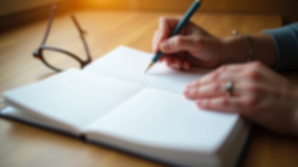 Adult notebook with handwritten reflections, journaling for personal growth and purpose discovery