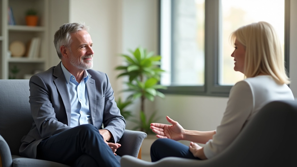 Two professionals having a coaching conversation